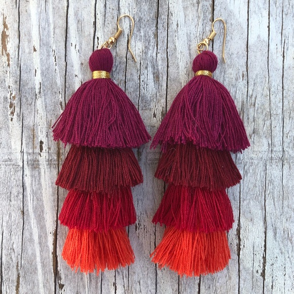 Zara Jewelry - Silk Filigree Ombré Tassel Earrings!